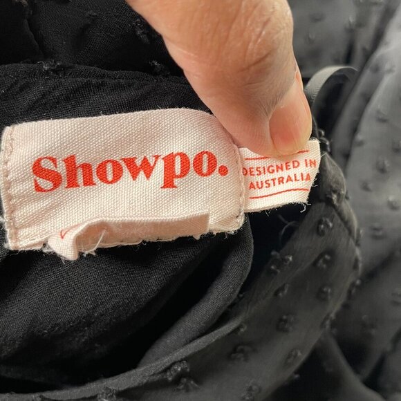 Showpo. Black Frill Lined Elastic Wrap Ruffle Short Sleeve Dress Size 4 Goth - Picture 8 of 8